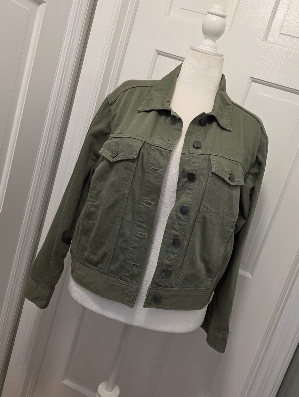 EC UpWest Olive Green Cotton Trucker Jacket - Women Size XL, Casual
